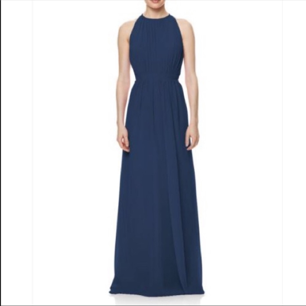Bari Jay 1471 Long Bridesmaids Dress in Navy